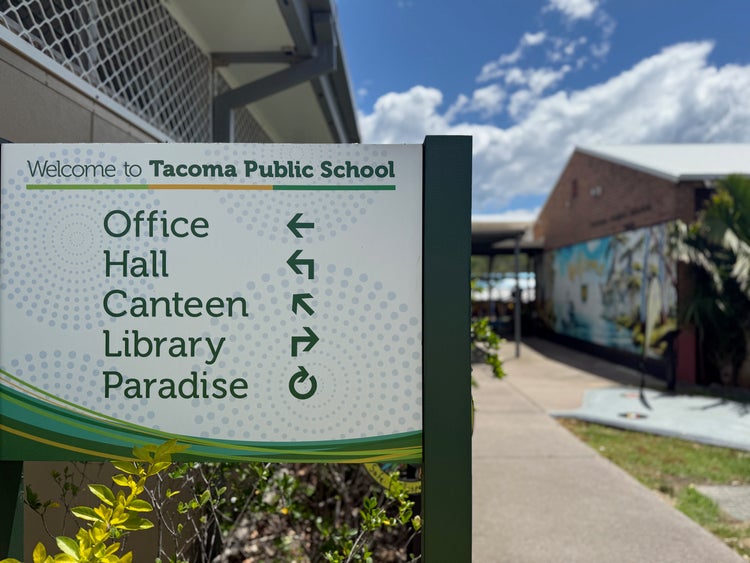 The welcome to Tacoma Public School sign at front entrance.
